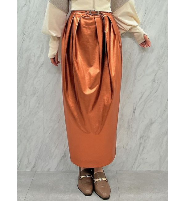 dazzlin「メタリックコクーンスカート」|スカート|ブラウン
