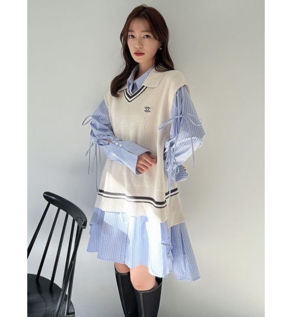 dazzlin「シャツイレフレアミニワンピース」|ワンピース|