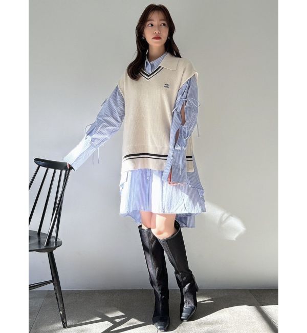 dazzlin「シャツイレフレアミニワンピース」|ワンピース|