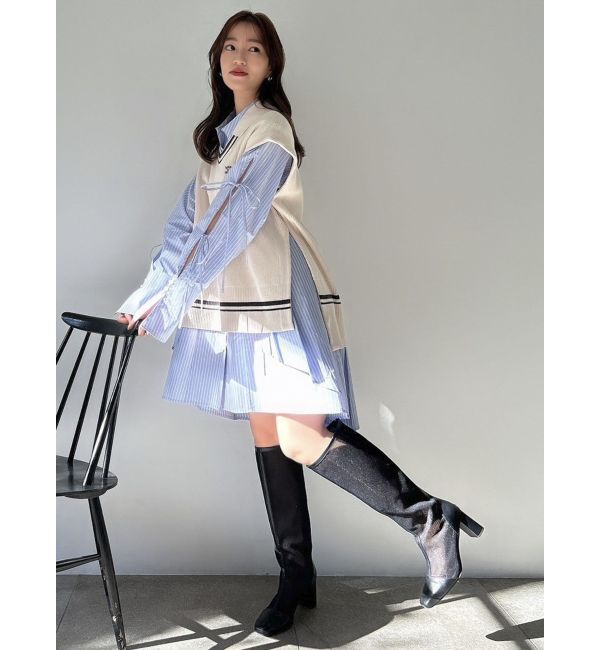 dazzlin「シャツイレフレアミニワンピース」|ワンピース|