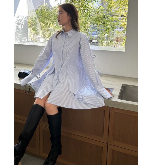 dazzlin「シャツイレフレアミニワンピース」|ワンピース|