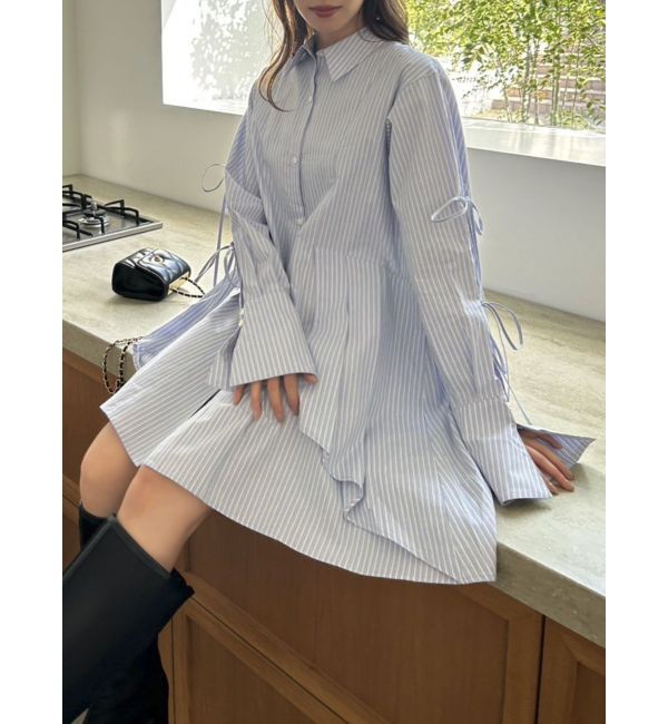 dazzlin「シャツイレフレアミニワンピース」|ワンピース|