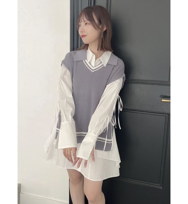 dazzlin「シャツイレフレアミニワンピース」|ワンピース|