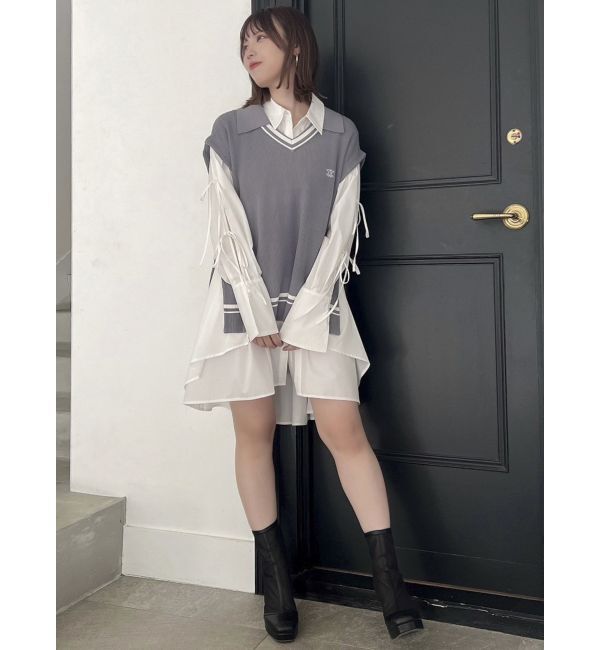 dazzlin「シャツイレフレアミニワンピース」|ワンピース|