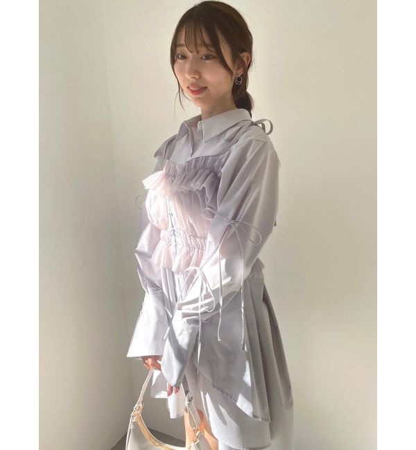 dazzlin「シャツイレフレアミニワンピース」|ワンピース|