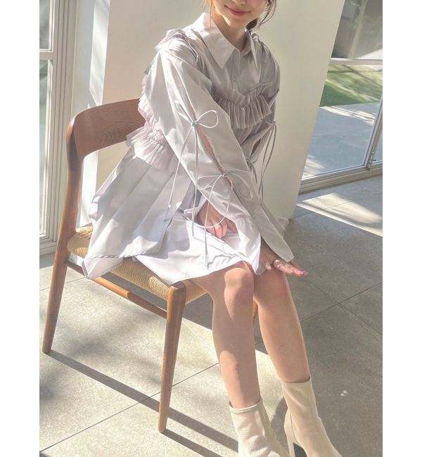 dazzlin「シャツイレフレアミニワンピース」|ワンピース|