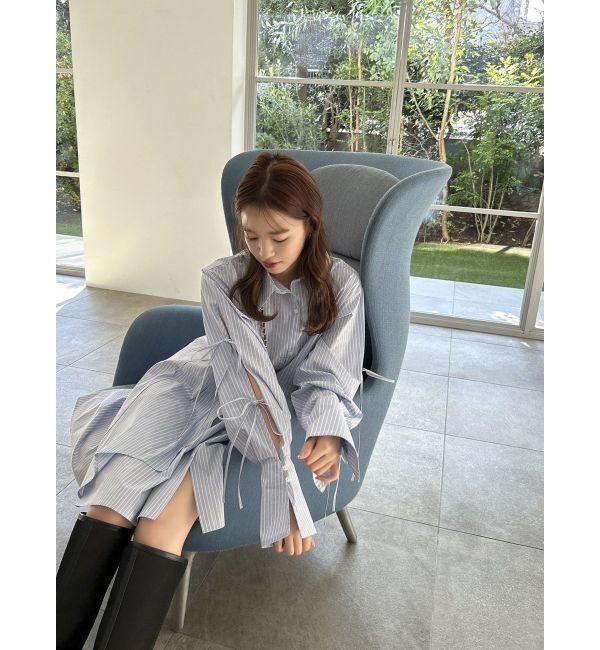 dazzlin「シャツイレフレアミニワンピース」|ワンピース|