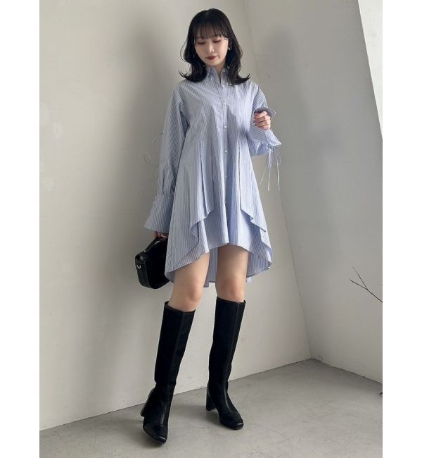 dazzlin「シャツイレフレアミニワンピース」|ワンピース|