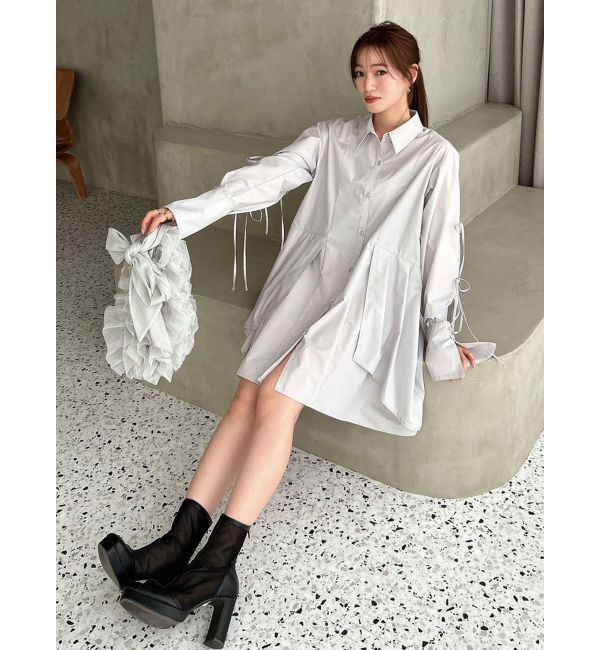 dazzlin「シャツイレフレアミニワンピース」|ワンピース|