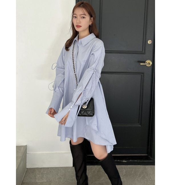 dazzlin「シャツイレフレアミニワンピース」|ワンピース|