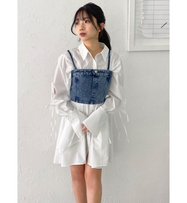 dazzlin「シャツイレフレアミニワンピース」|ワンピース|
