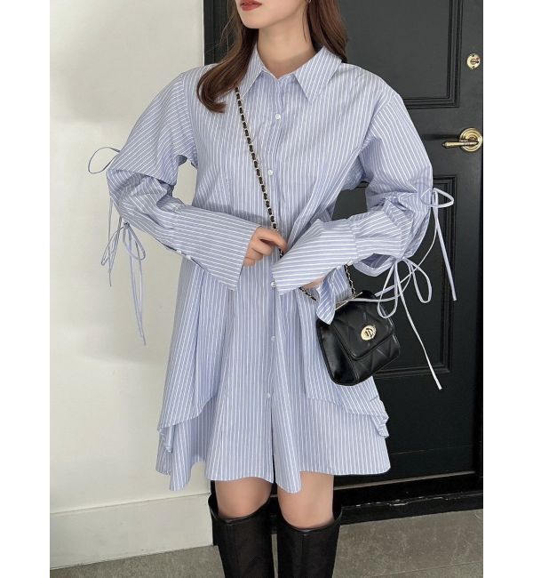 dazzlin「シャツイレフレアミニワンピース」|ワンピース|