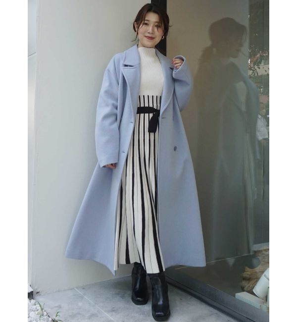 MERCURYDUO「配色チェンジリブロングスリーブニットワンピース」|ワンピース|