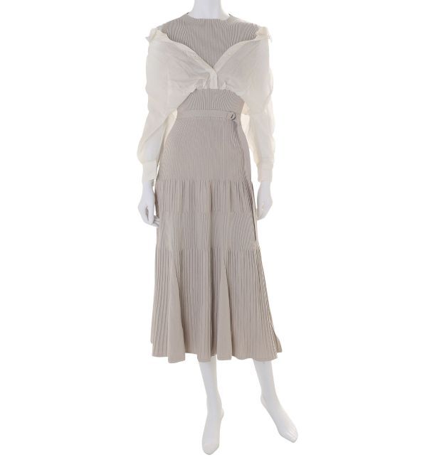 MERCURYDUO「異素材2WAYシャツドッキングハーフスリーブワンピース」|ワンピース|