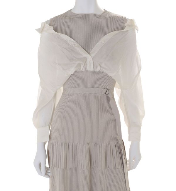 MERCURYDUO「異素材2WAYシャツドッキングハーフスリーブワンピース」|ワンピース|