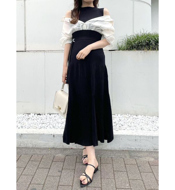 MERCURYDUO「異素材2WAYシャツドッキングハーフスリーブワンピース」|ワンピース|