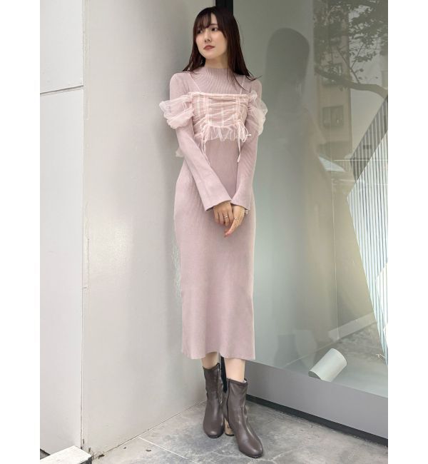 MERCURYDUO「シャーリングビスチェニットワンピース」|ワンピース|