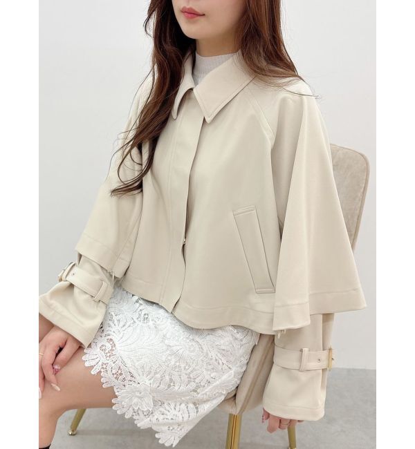 MERCURYDUO「マントショートトレンチコート」|トレンチコート|ベージュ