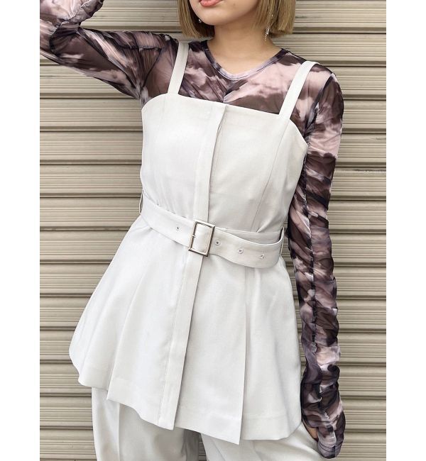 MURUA「フライフロントペプラムビスチェ【セットアップ着用可】」|シャツ・ブラウス|ライトグレー