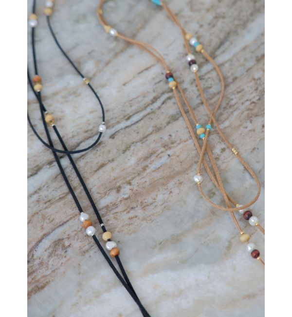 Ungrid「ウッドコンビフェイクレザーネックレス」|ネックレス|