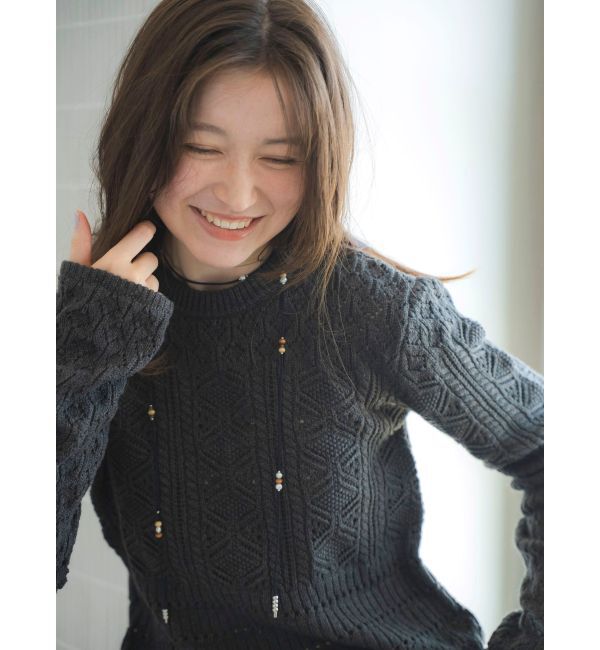 Ungrid「ウッドコンビフェイクレザーネックレス」|ネックレス|