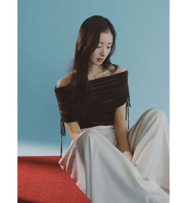 LAGUNAMOON「ライトベロアオフショルトップス」|Tシャツ・カットソー|