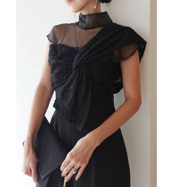 LAGUNAMOON「LADYエンブロイダリーツイストパンツドレス」|ドレス|ブラック