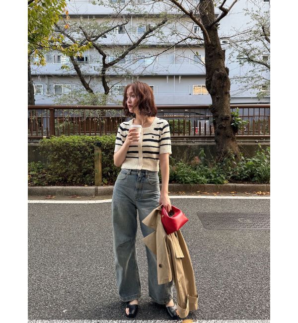 LAGUNAMOON「【POLO BCSコラボ】ブークレヤーンハーフスリーブコンパクトニットカーディガン」|ニット・セーター|