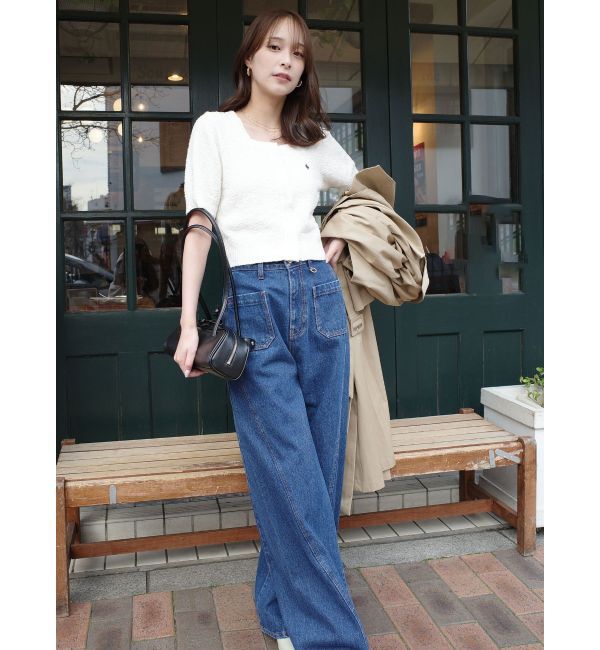 LAGUNAMOON「【POLO BCSコラボ】ブークレヤーンハーフスリーブコンパクトニットカーディガン」|ニット・セーター|