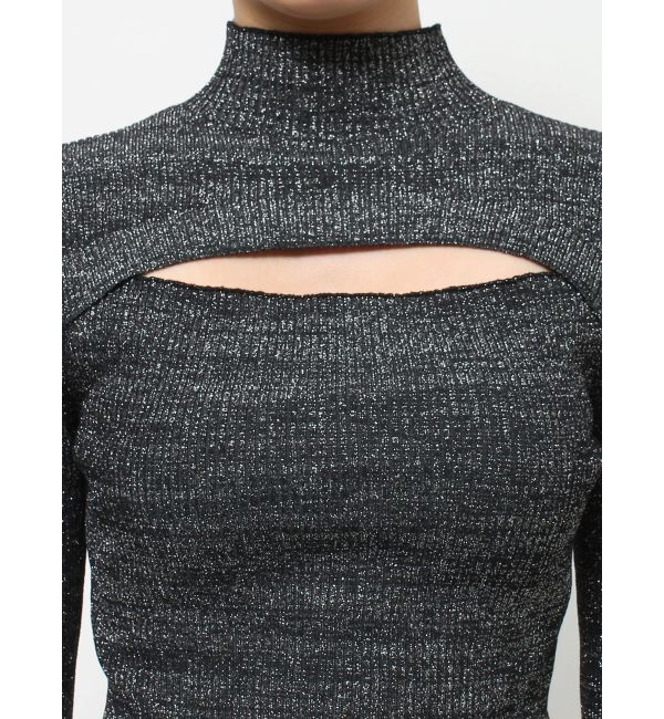 EVRIS「ラメカッティングタートルニットトップス」|ニット・セーター|