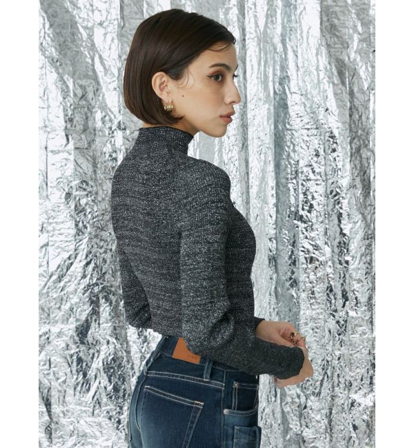 EVRIS「ラメカッティングタートルニットトップス」|ニット・セーター|