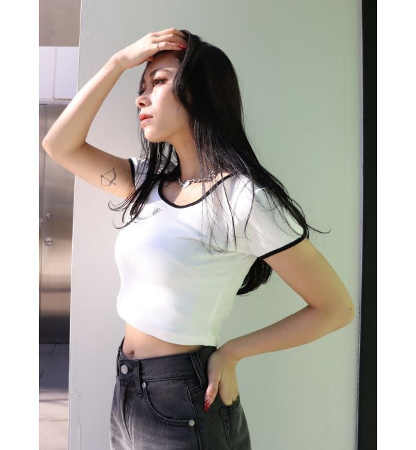EVRIS「ラインストーンリンガーショートTシャツ」|Tシャツ・カットソー|