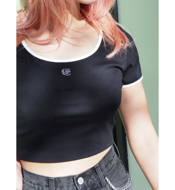 EVRIS「ラインストーンリンガーショートTシャツ」|Tシャツ・カットソー|