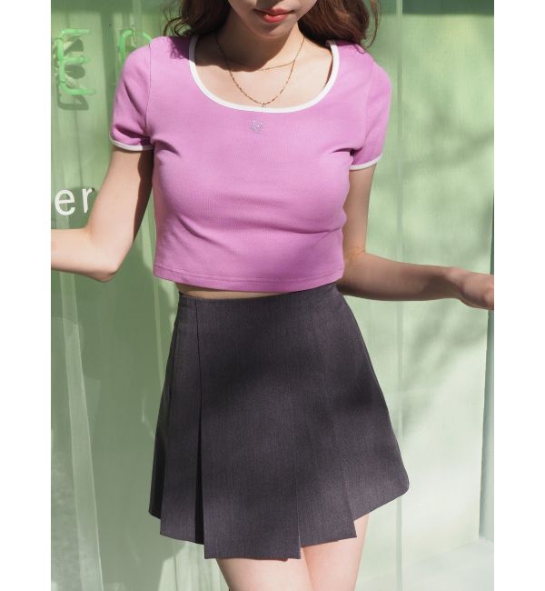 EVRIS「ラインストーンリンガーショートTシャツ」|Tシャツ・カットソー|