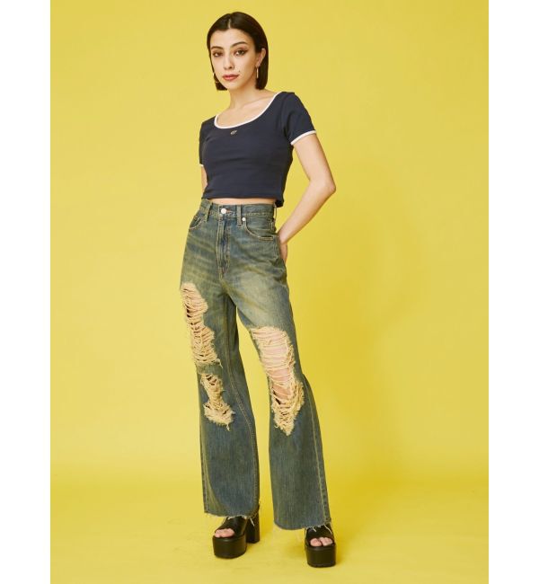 EVRIS「ラインストーンリンガーショートTシャツ」|Tシャツ・カットソー|