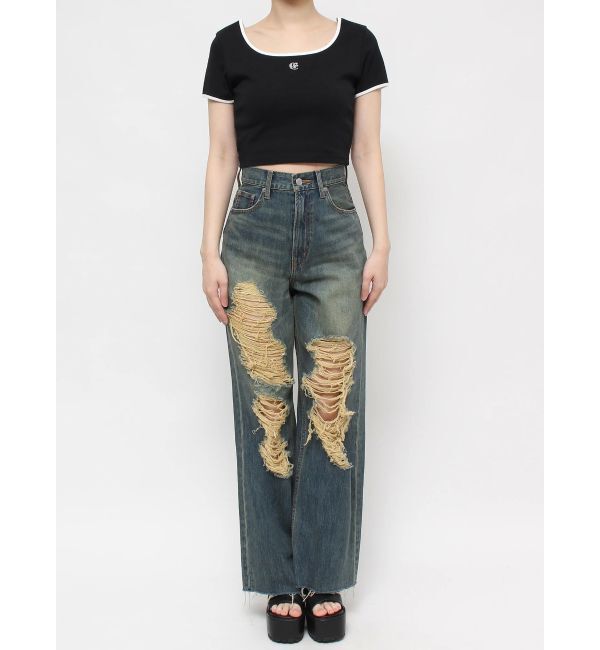 EVRIS「ラインストーンリンガーショートTシャツ」|Tシャツ・カットソー|