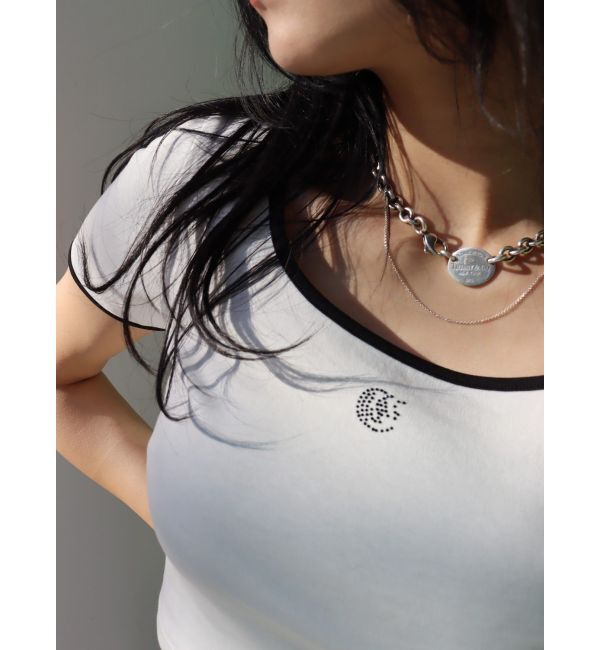 EVRIS「ラインストーンリンガーショートTシャツ」|Tシャツ・カットソー|