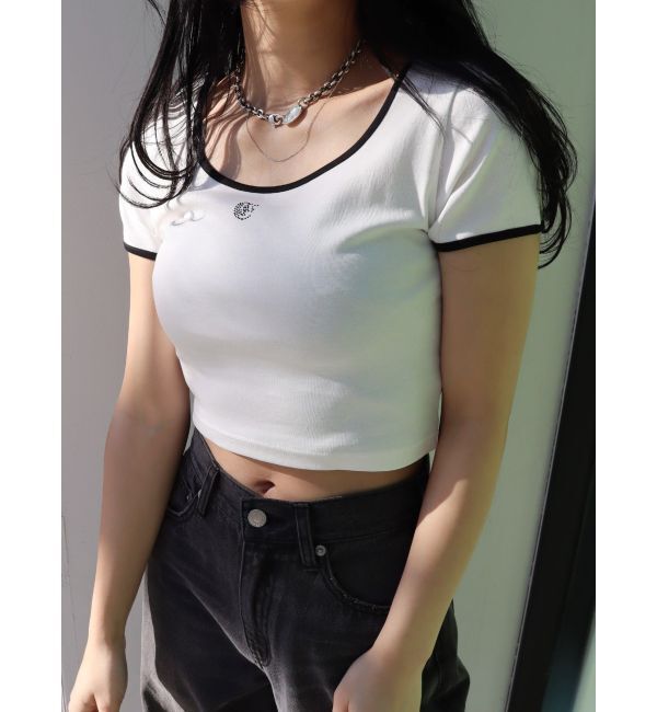 EVRIS「ラインストーンリンガーショートTシャツ」|Tシャツ・カットソー|