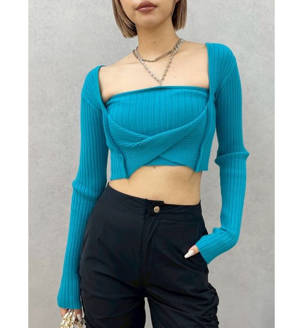 EVRIS「アンサンブルチェーンニットトップス」|ニット・セーター|ブルー