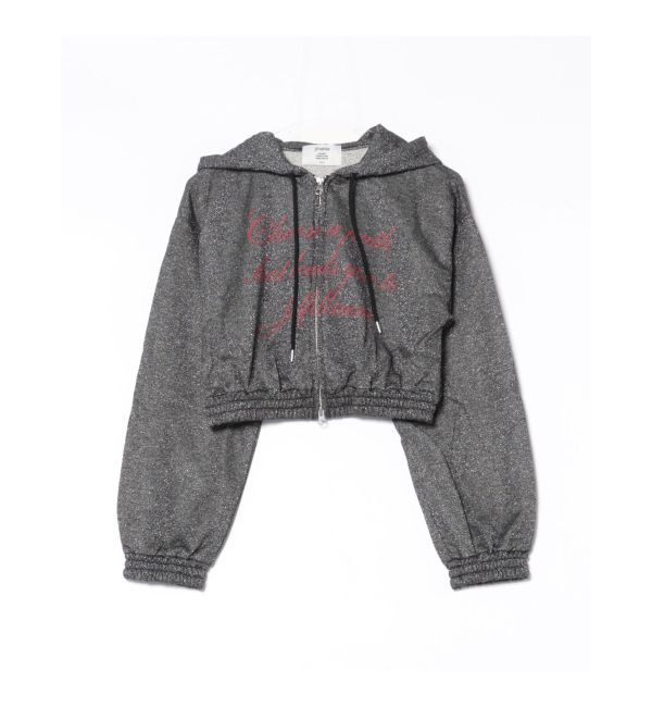 jouetie「ラメクロップドZIPフーディー」|パーカー|ブラック