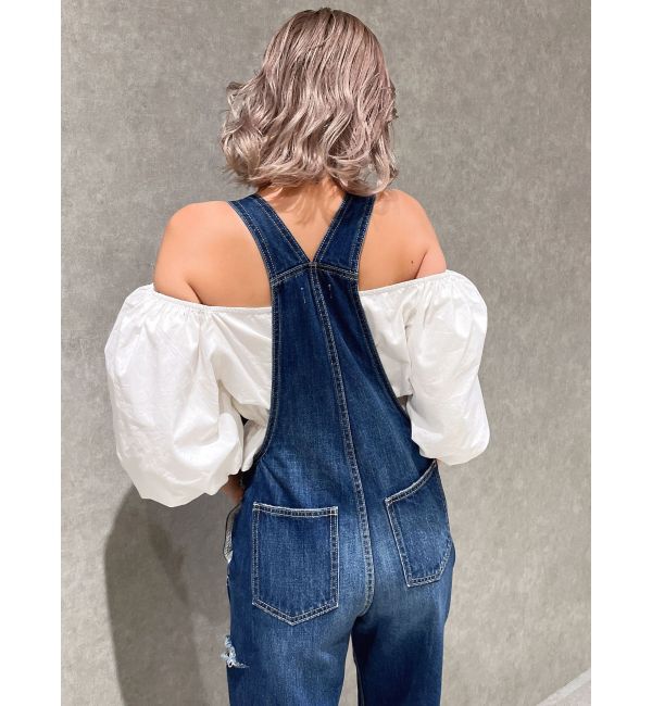 GYDA「ダメージLOOSE デニムサロペット」|オールインワン|