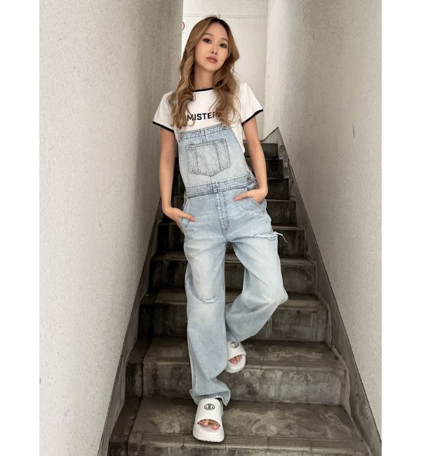 GYDA「ダメージLOOSE デニムサロペット」|オールインワン|