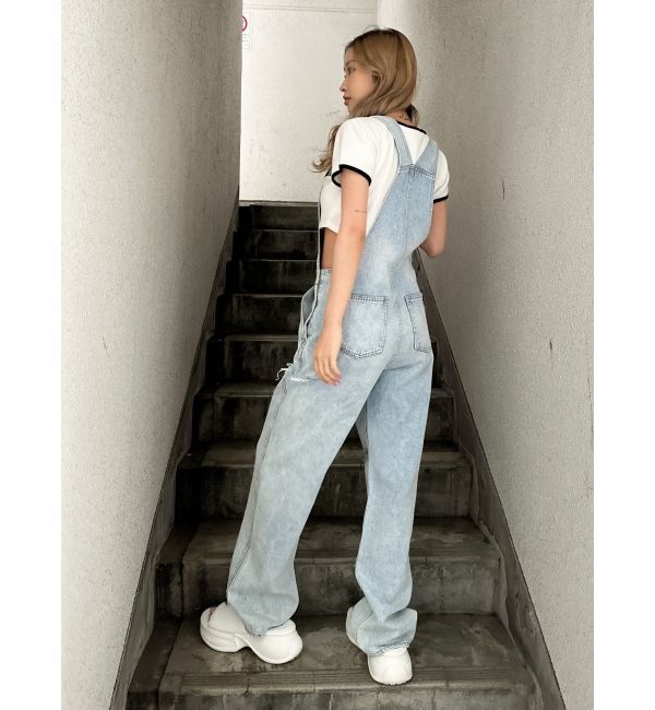 GYDA「ダメージLOOSE デニムサロペット」|オールインワン|