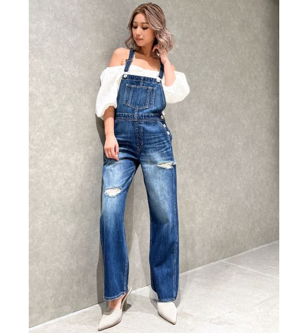 GYDA「ダメージLOOSE デニムサロペット」|オールインワン|