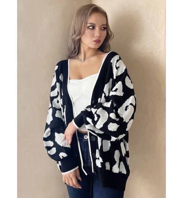 GYDA「Gレオパードハイゲージニットカーディガン」|カーディガン|