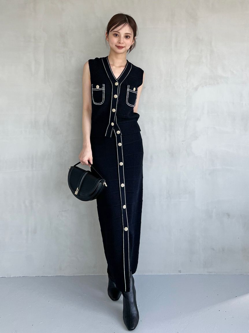 SNIDEL「Sustainableストラクチャーニットスカート」|スカート|NVY