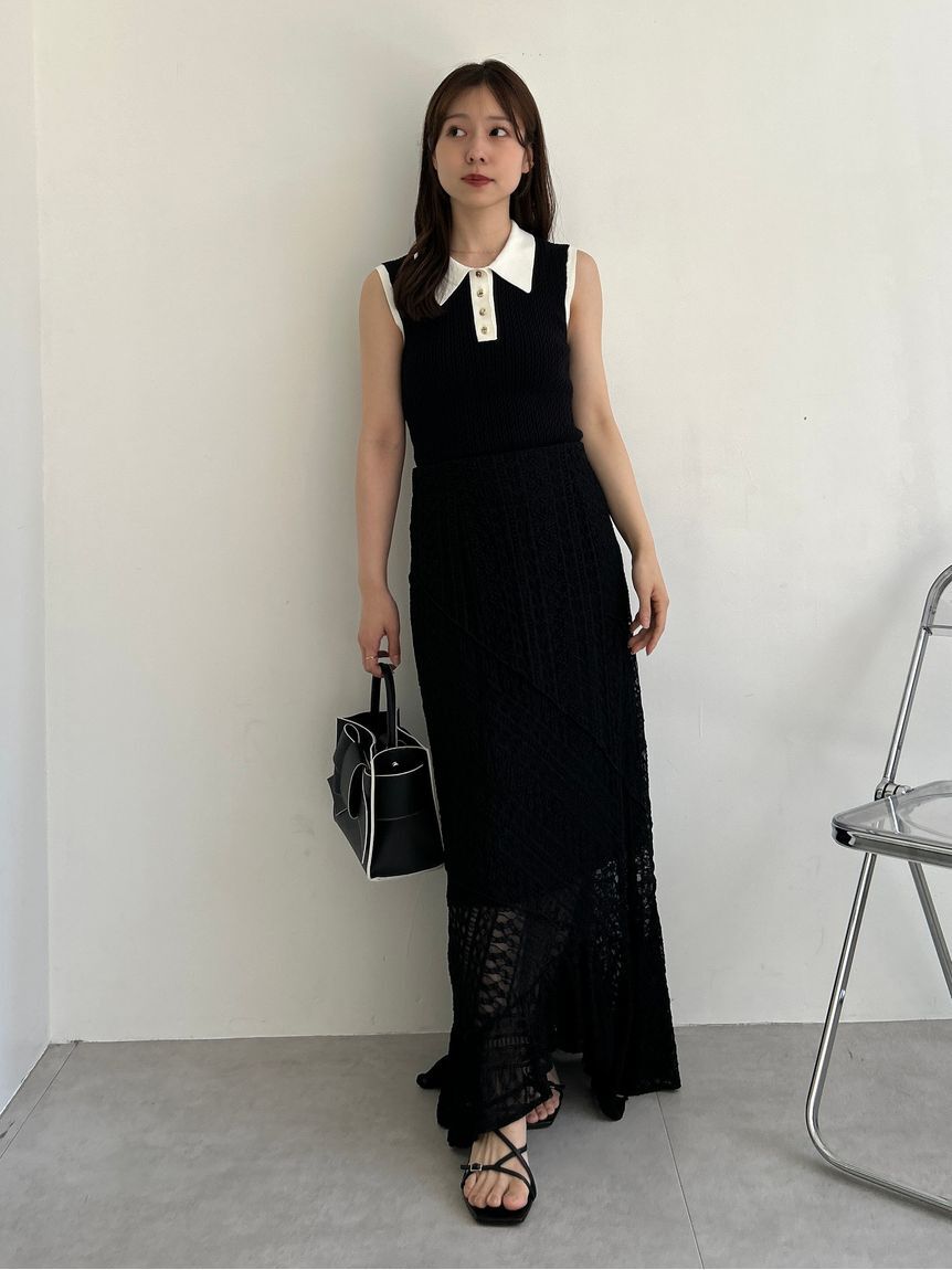 FRAY I.D「ノースリーブケーブルニットポロ／ウォッシャブル」|ポロシャツ|