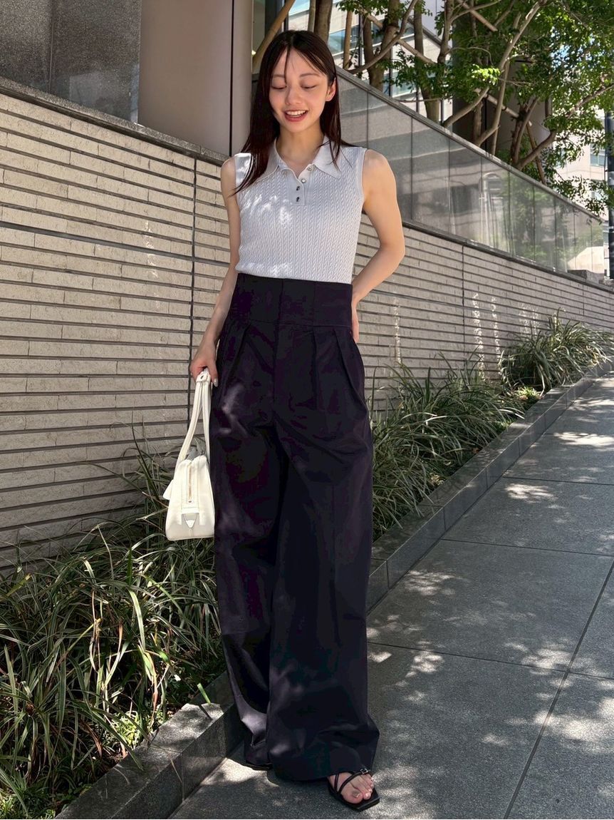 FRAY I.D「ノースリーブケーブルニットポロ／ウォッシャブル」|ポロシャツ|