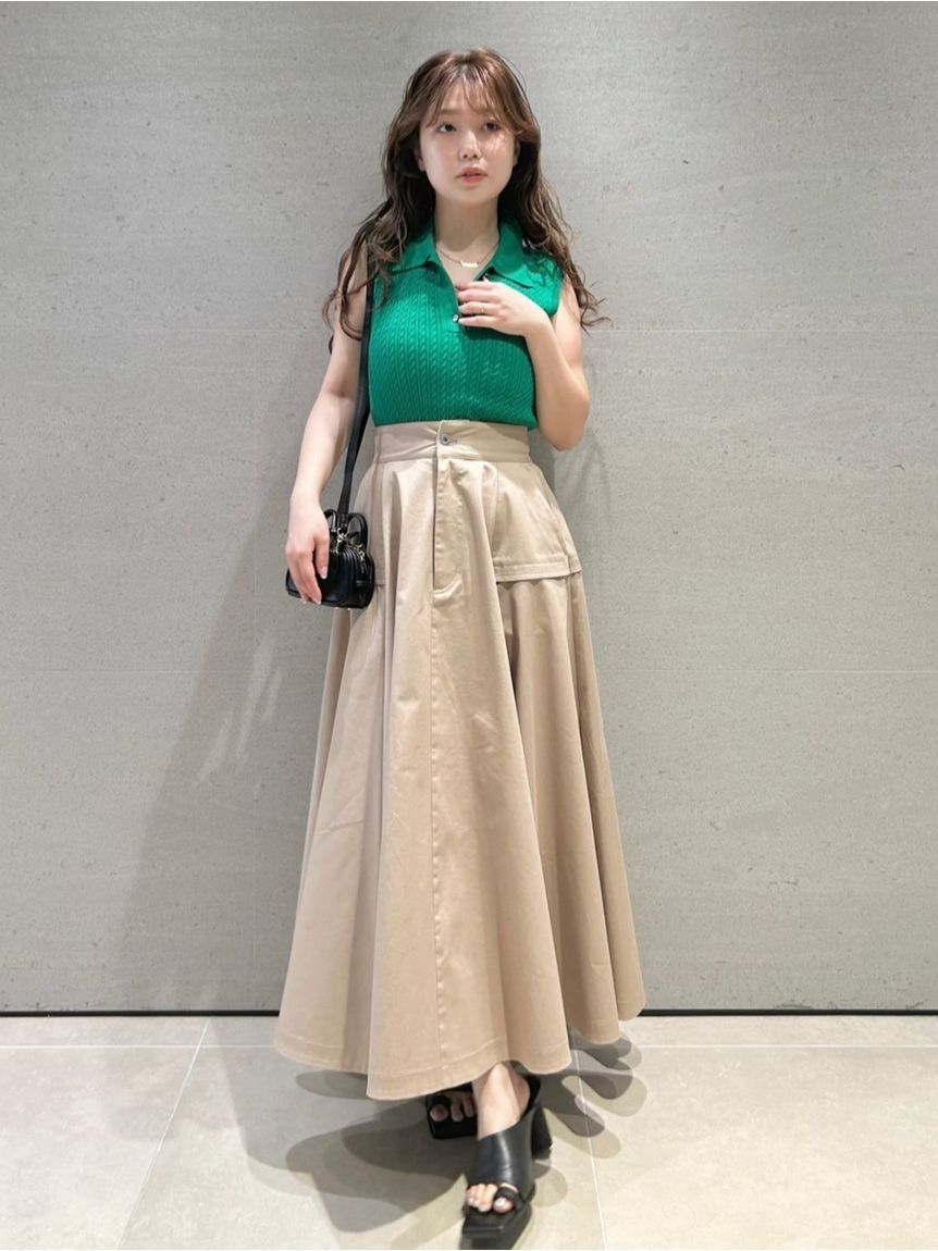 FRAY I.D「ノースリーブケーブルニットポロ／ウォッシャブル」|ポロシャツ|