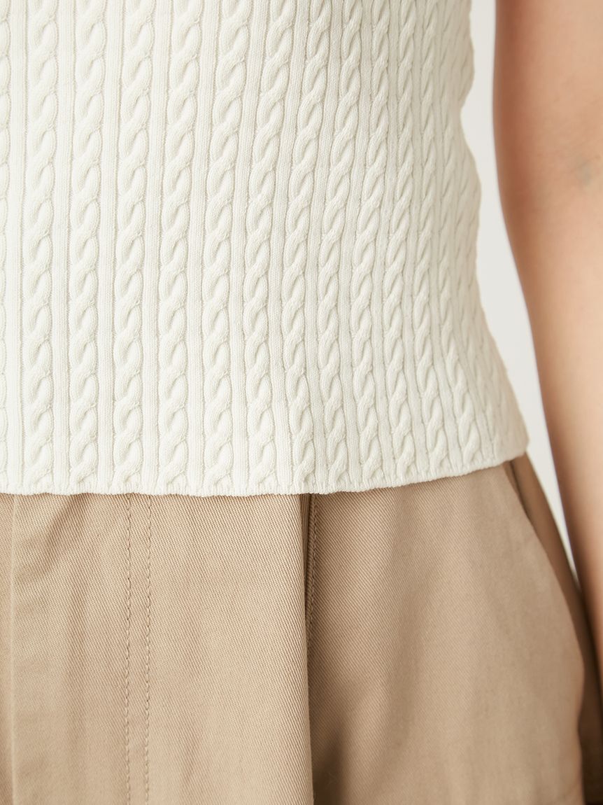 FRAY I.D「ノースリーブケーブルニットポロ／ウォッシャブル」|ポロシャツ|